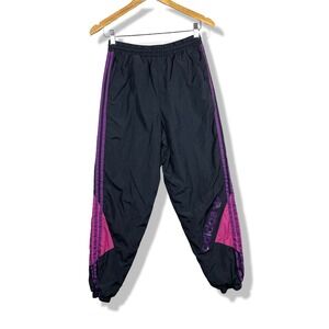 Adidas Track Pants Womens S Black Purple Pink Retro Colorblock Sporty Trefoil
